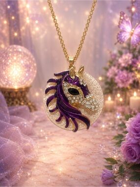 Signed Betsey Johnson Unicorn Pendant Necklace
